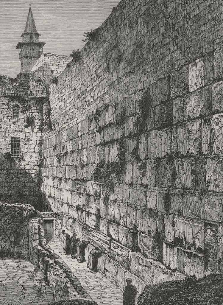 JERUSALEM. The Jews' Wailing-Place 1882 old antique vintage print picture